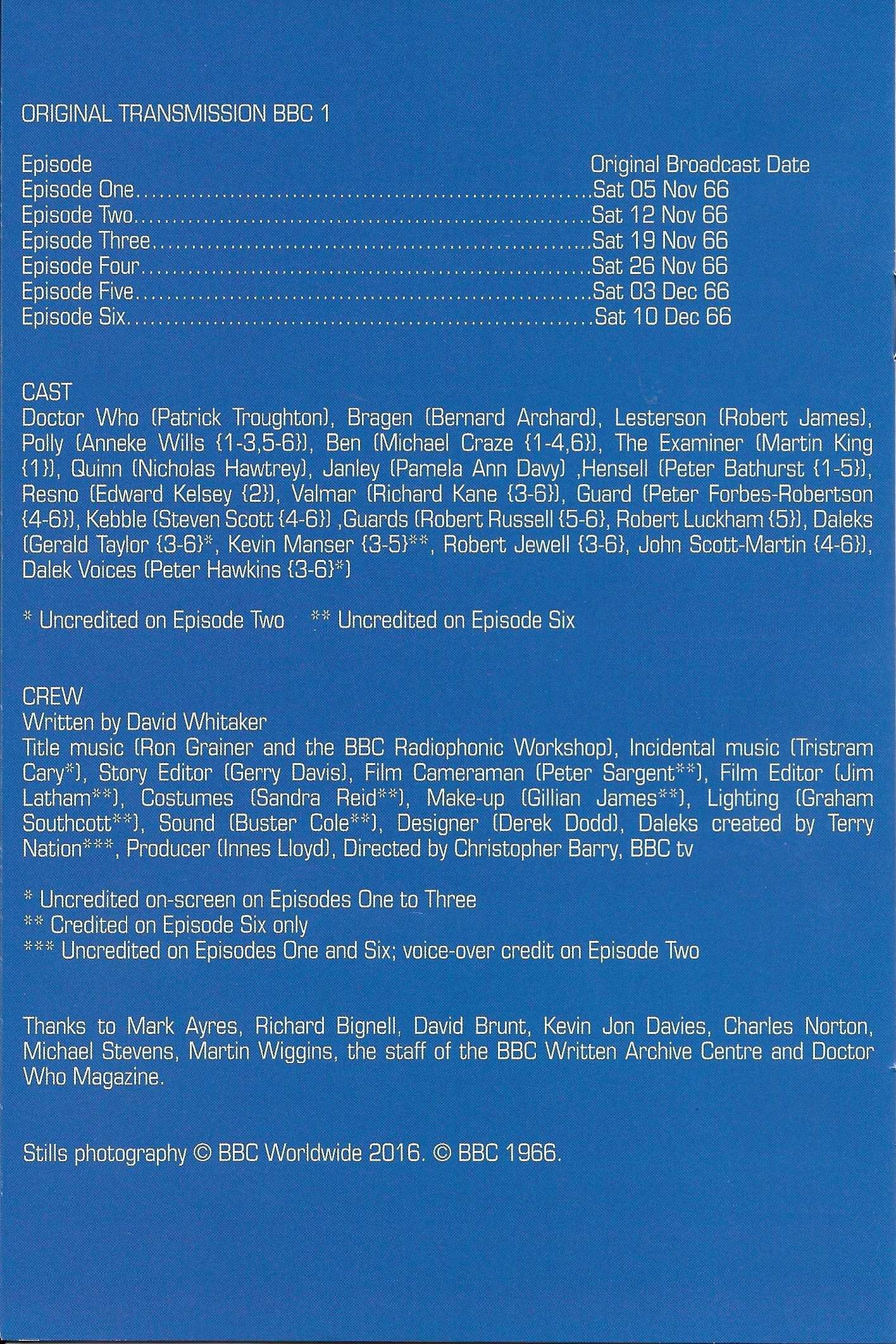 Inserts from BBCDVD 4163